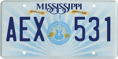MS license plate AEX531