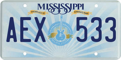 MS license plate AEX533