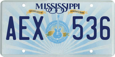 MS license plate AEX536