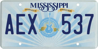 MS license plate AEX537