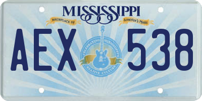 MS license plate AEX538