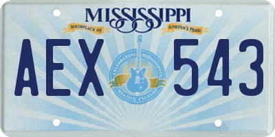 MS license plate AEX543