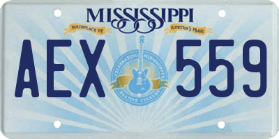 MS license plate AEX559