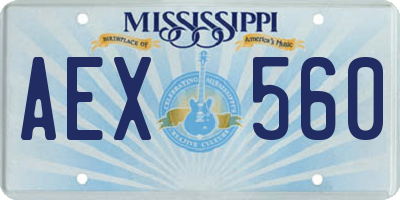 MS license plate AEX560