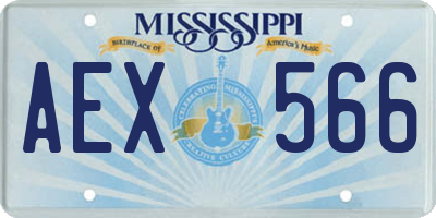 MS license plate AEX566
