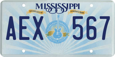 MS license plate AEX567