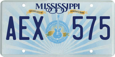MS license plate AEX575
