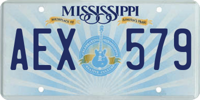 MS license plate AEX579
