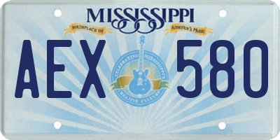 MS license plate AEX580