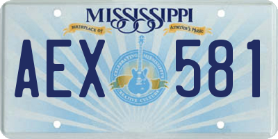 MS license plate AEX581