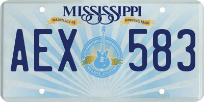 MS license plate AEX583