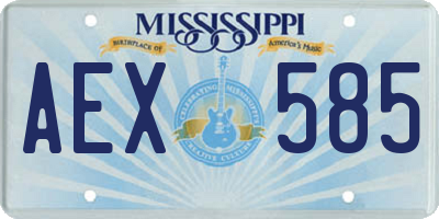 MS license plate AEX585