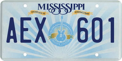 MS license plate AEX601