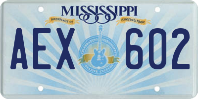 MS license plate AEX602