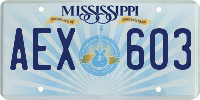 MS license plate AEX603