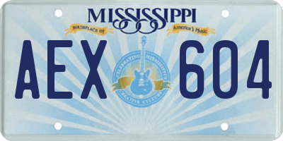 MS license plate AEX604