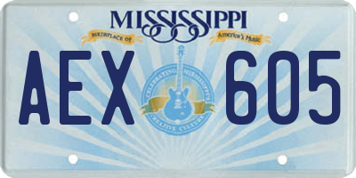 MS license plate AEX605