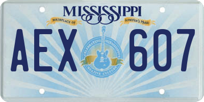 MS license plate AEX607