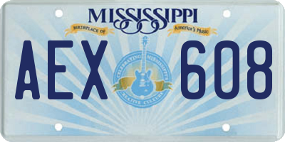 MS license plate AEX608