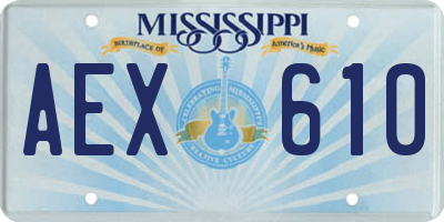 MS license plate AEX610