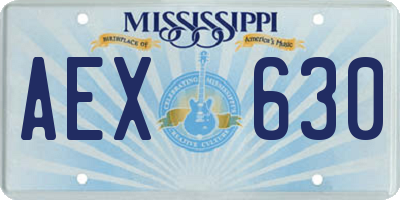 MS license plate AEX630