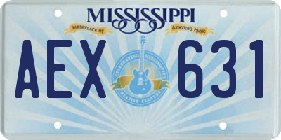 MS license plate AEX631