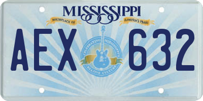 MS license plate AEX632