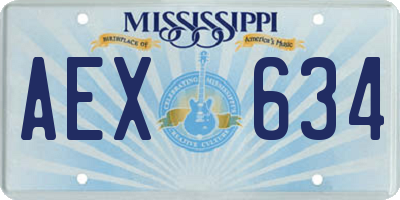 MS license plate AEX634