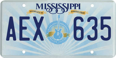 MS license plate AEX635
