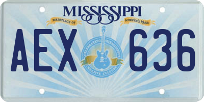 MS license plate AEX636