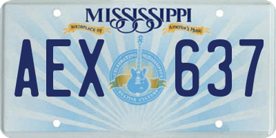 MS license plate AEX637