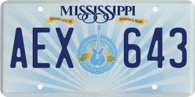 MS license plate AEX643
