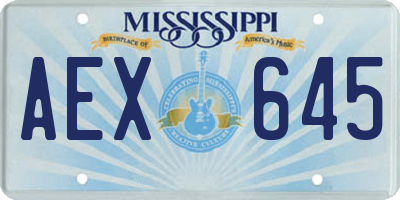 MS license plate AEX645