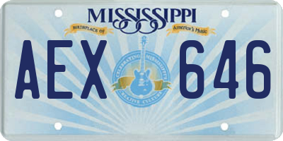 MS license plate AEX646