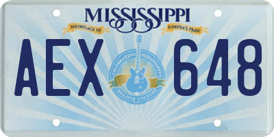 MS license plate AEX648