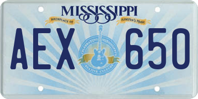 MS license plate AEX650