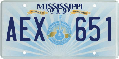 MS license plate AEX651