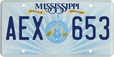 MS license plate AEX653