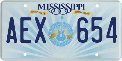 MS license plate AEX654