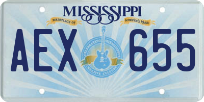 MS license plate AEX655