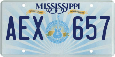 MS license plate AEX657