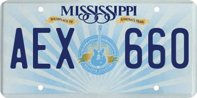 MS license plate AEX660