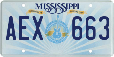 MS license plate AEX663