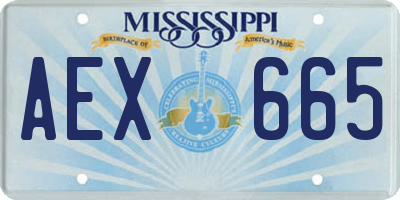 MS license plate AEX665
