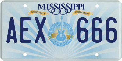 MS license plate AEX666