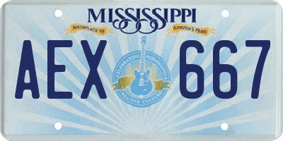 MS license plate AEX667