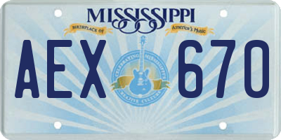 MS license plate AEX670