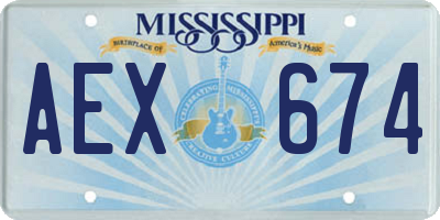 MS license plate AEX674