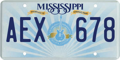 MS license plate AEX678