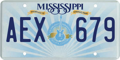 MS license plate AEX679
